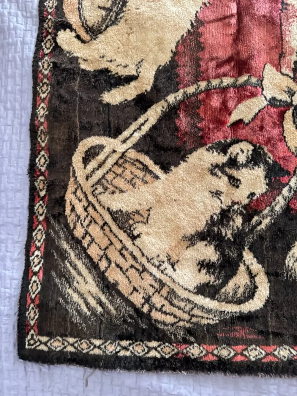 RARE Vintage Cat  Artists & Musicians  Velvet Tapestry Wall Hanging Rug 49x49